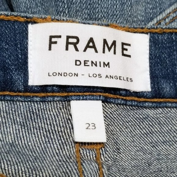 FRAME Le Garcon Low Rise Boyfriend Blue Jeans 23 Womens Slim Straight Step Ankle - Picture 9 of 12